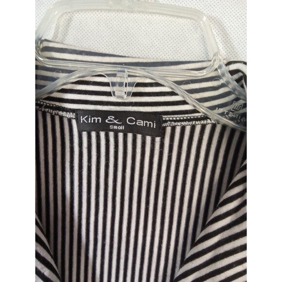 kim cami top Size Small Button Up Collar Black‎ And White Striped - Picture 6 of 8